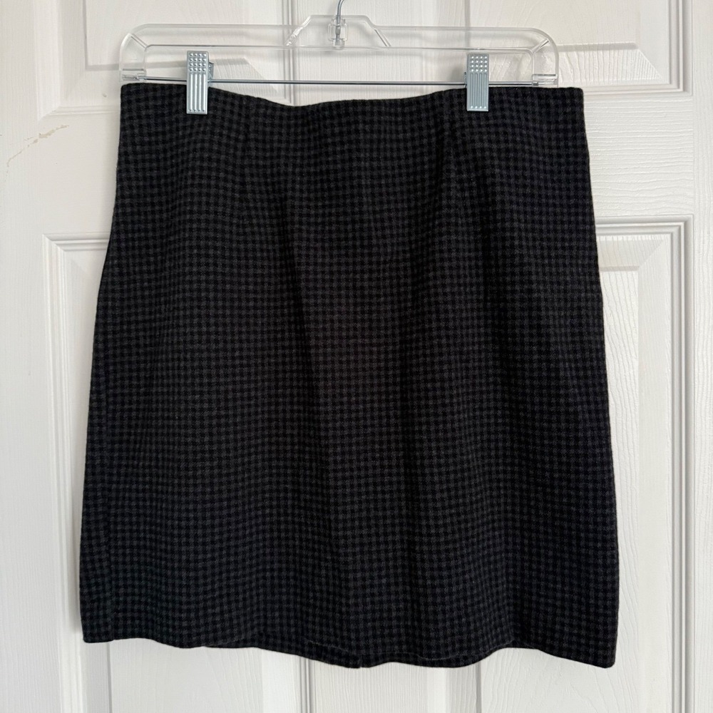 J Jill Ponte Pencil Skirt Black Grey Gingham Pattern Women's Size S